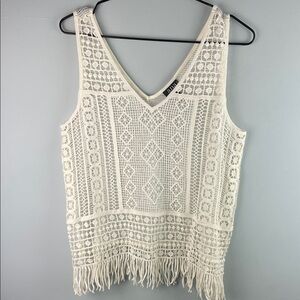 a.n.a. Women's Cream Crochet Tank Top Size PM